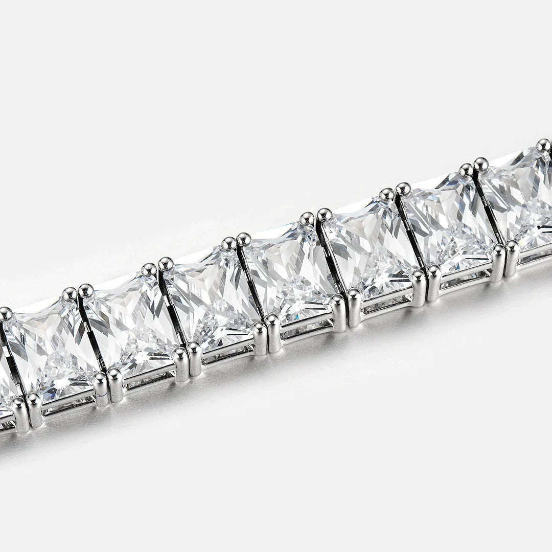 S925 Moissanite Emerald Cut Tennis Bracelet
