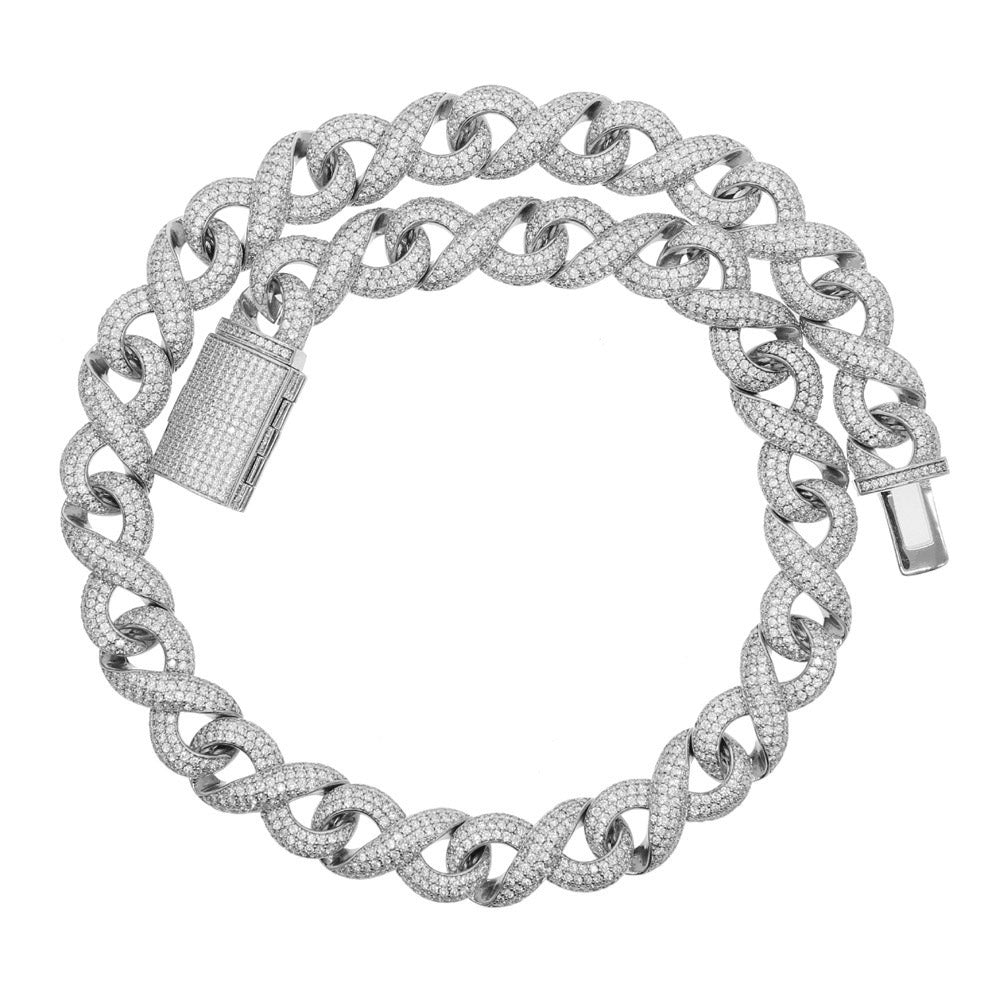 15mm Ice Out Infinity "∞"  Moissanite Diamond Chain