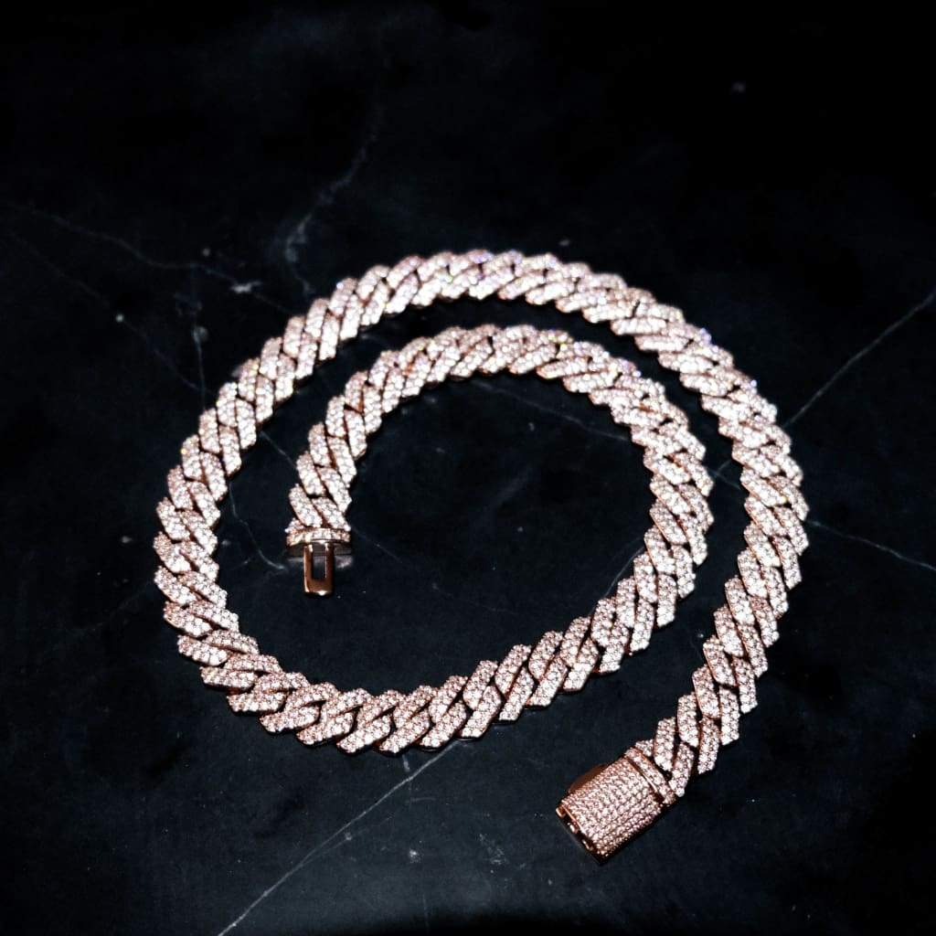 12mm Miami Cuban Chain - Rose Gold Plated, 5A CZ