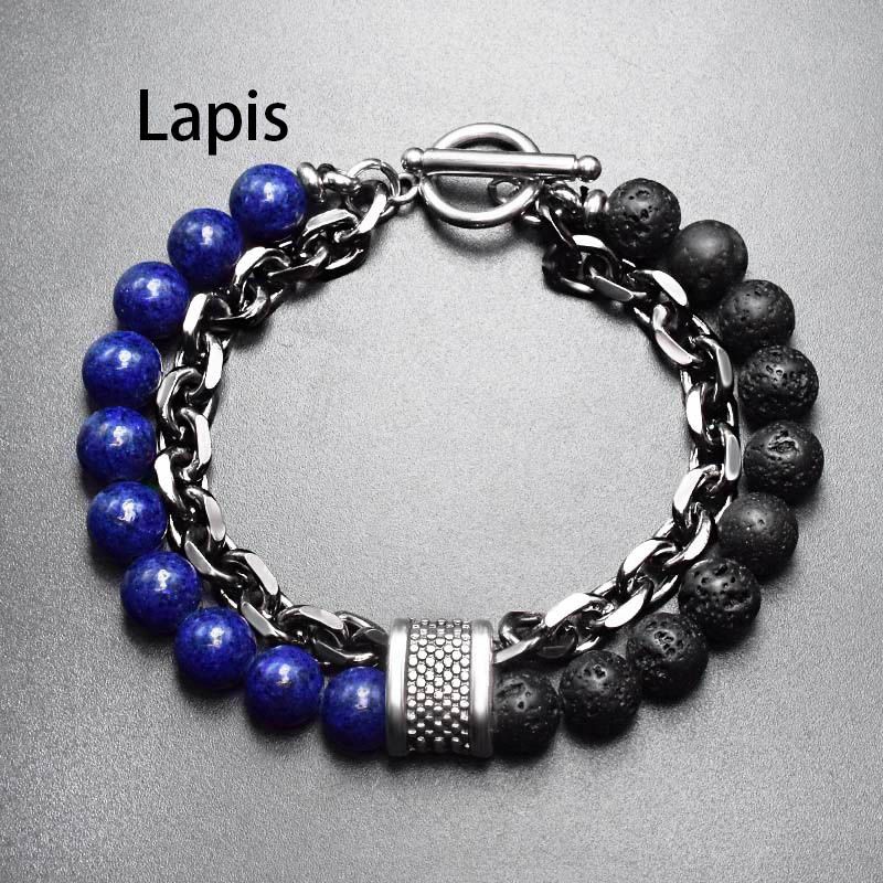 Natural Healing Stone Bead Chain Layer Bracelet