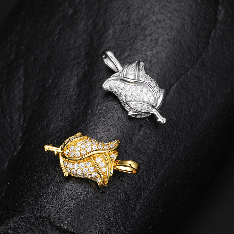 S925 Moissanite Rose Pendant Necklace