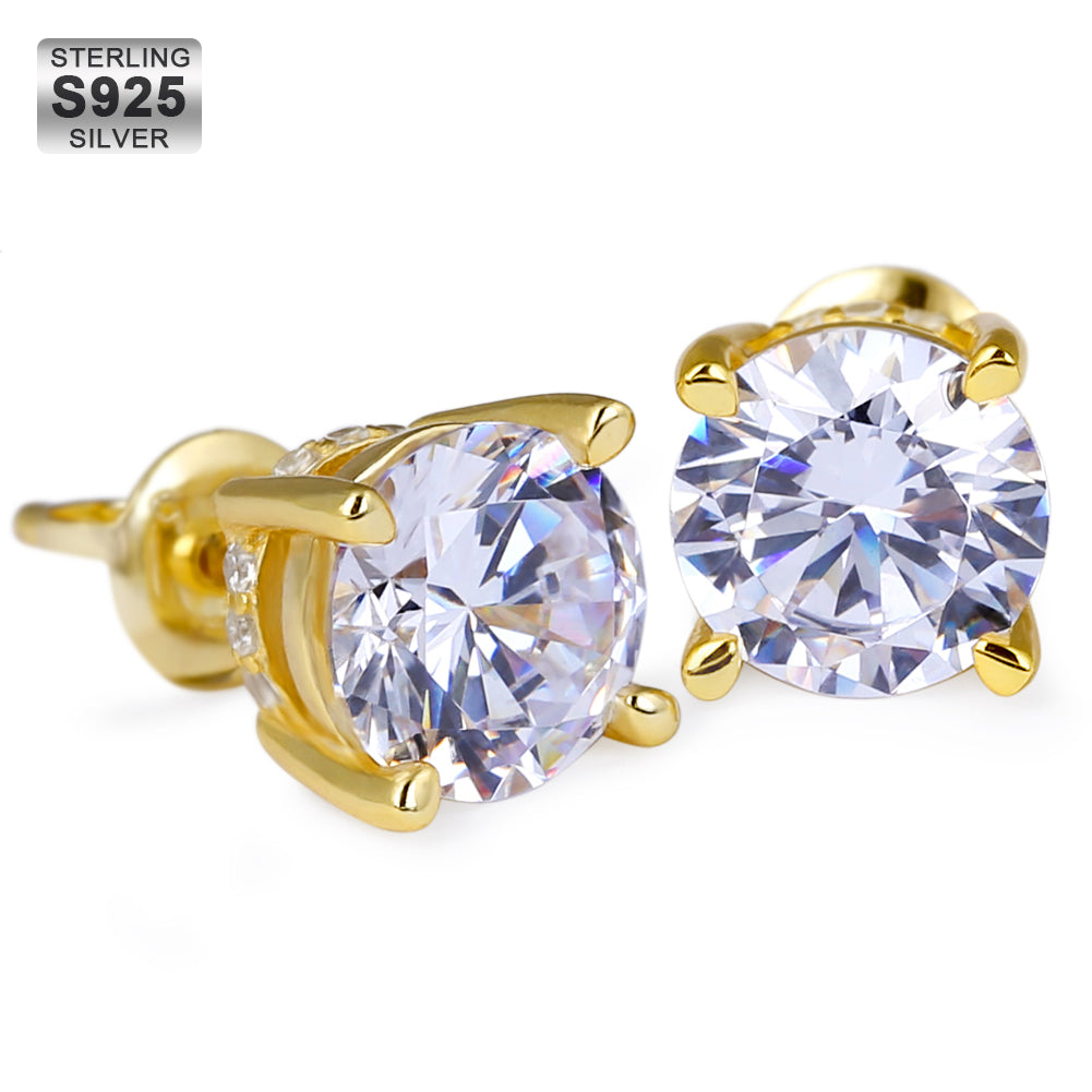 S925 & VVS Moissanite Round Brilliant Cut Stud Earrings for Men