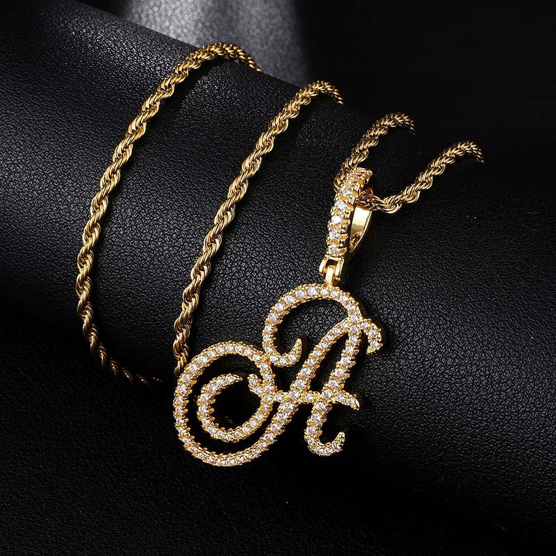 Cursive Style A to Z Initial Letters Pendant in Gold