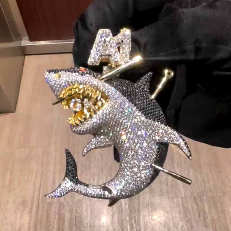 Moissanite Victimized Shark Pendant