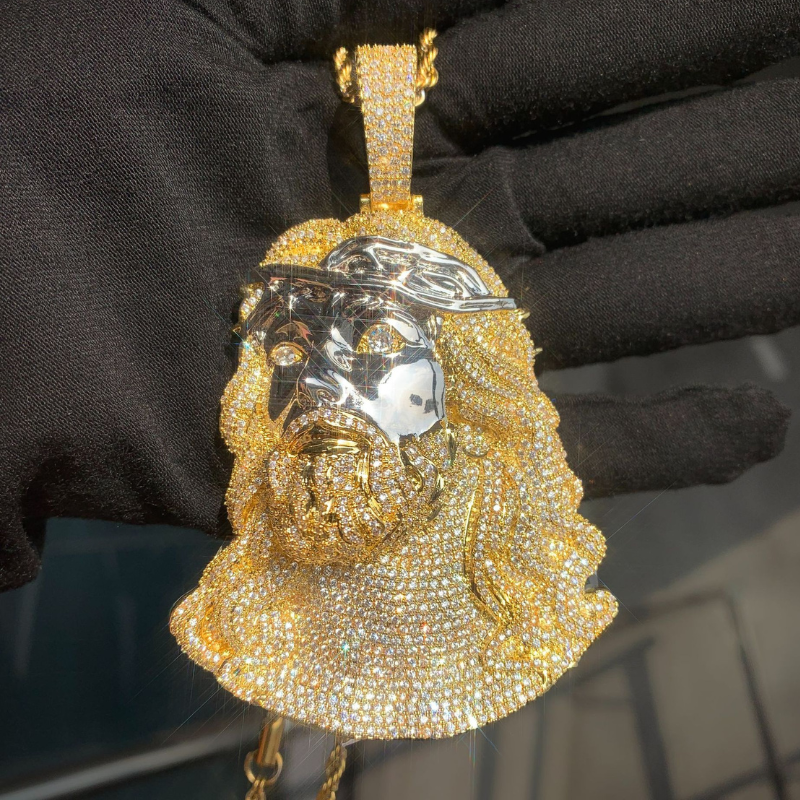 Moissanite Hip Hop Big Wave Jesus Pendant（In stock）