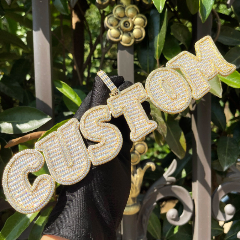 Moissanite Custom Baguette Lettering Pendant