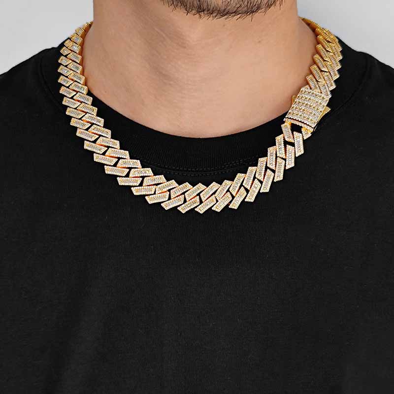 18mm Miami Baguette Chain In White Gold