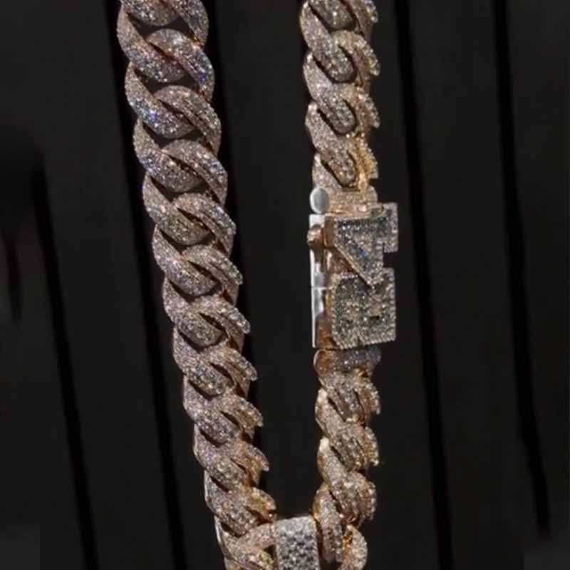 S925 Moissanite 24-letter buckle Cuban chain