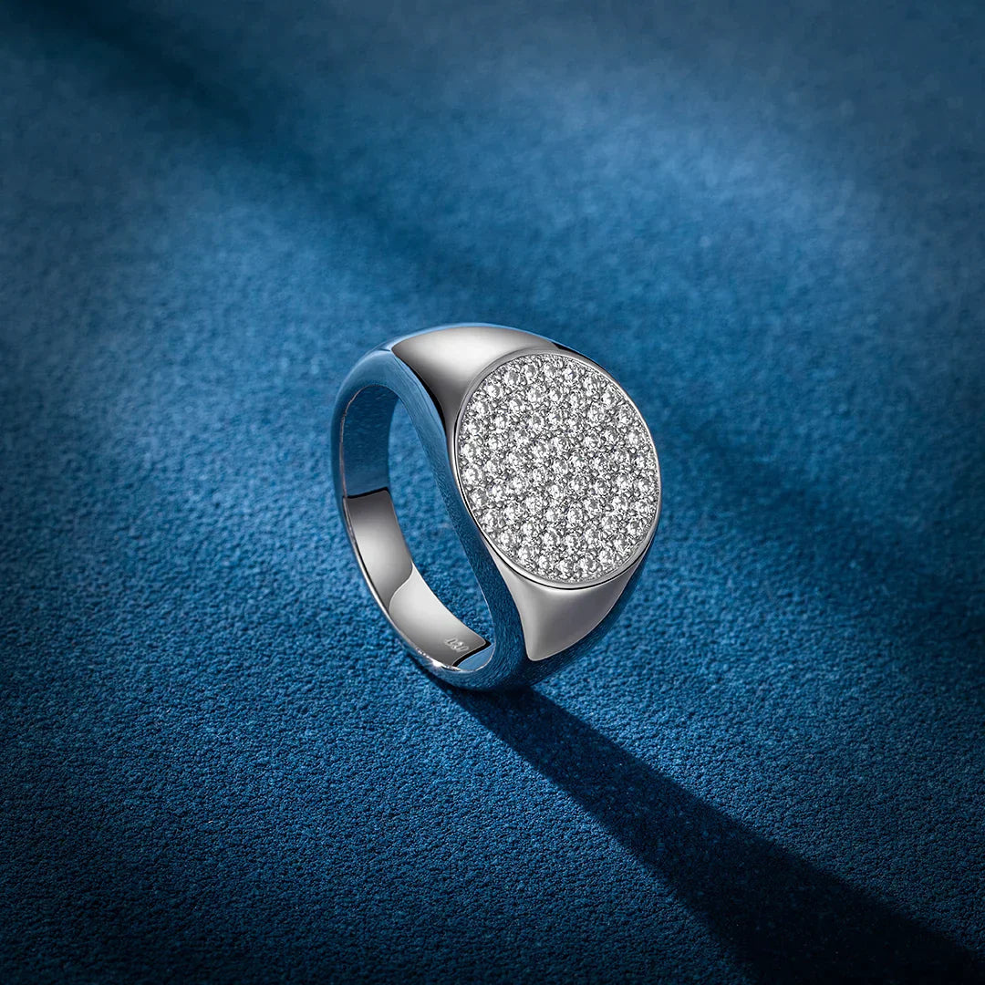 925S Iced Out Pavé Diamond Dome Ring Ring For Men