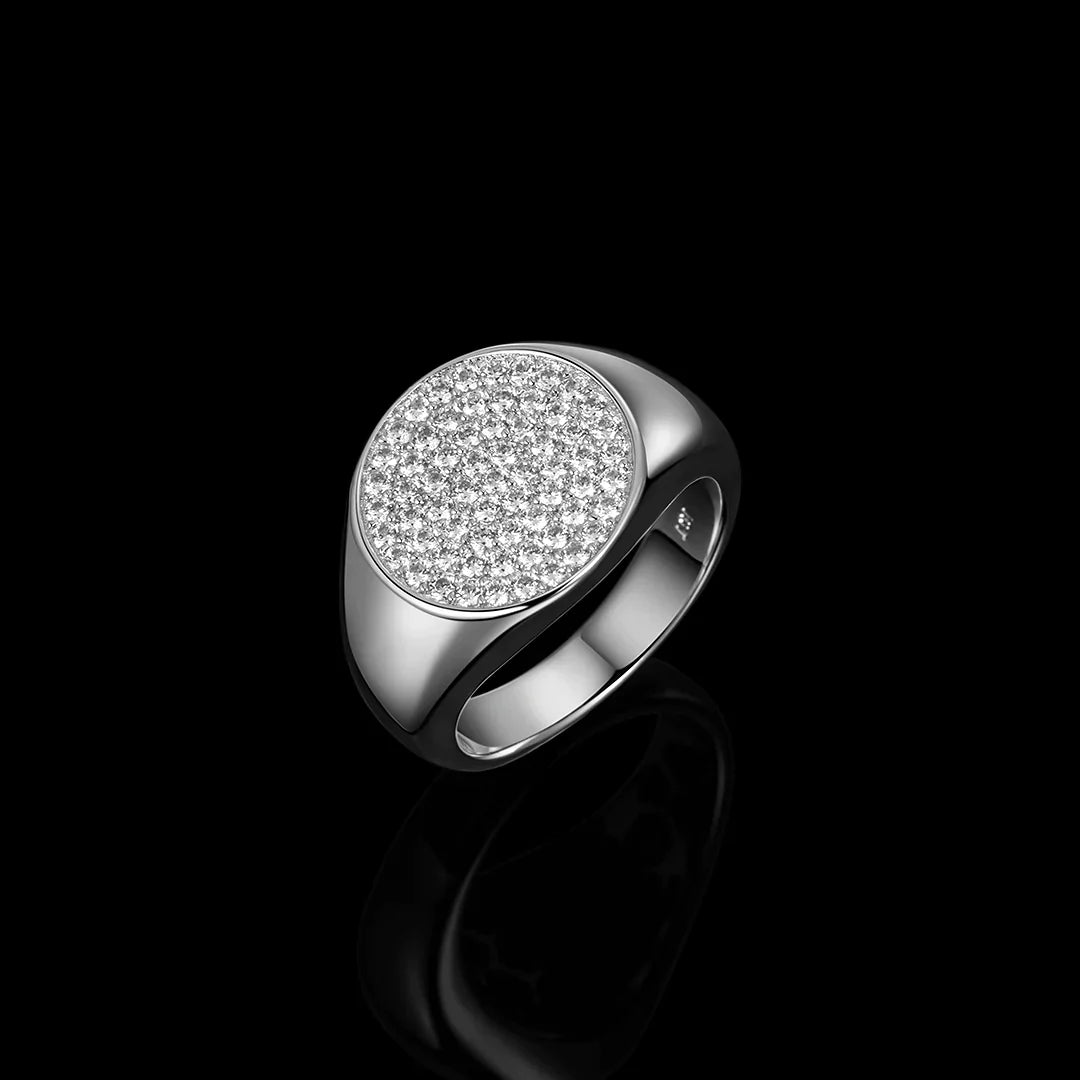 925S Iced Out Pavé Diamond Dome Ring Ring For Men