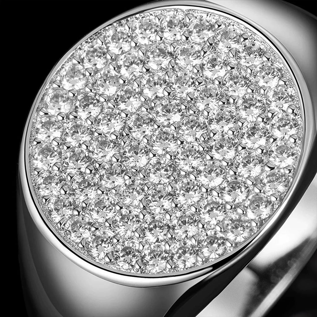 925S Iced Out Pavé Diamond Dome Ring Ring For Men