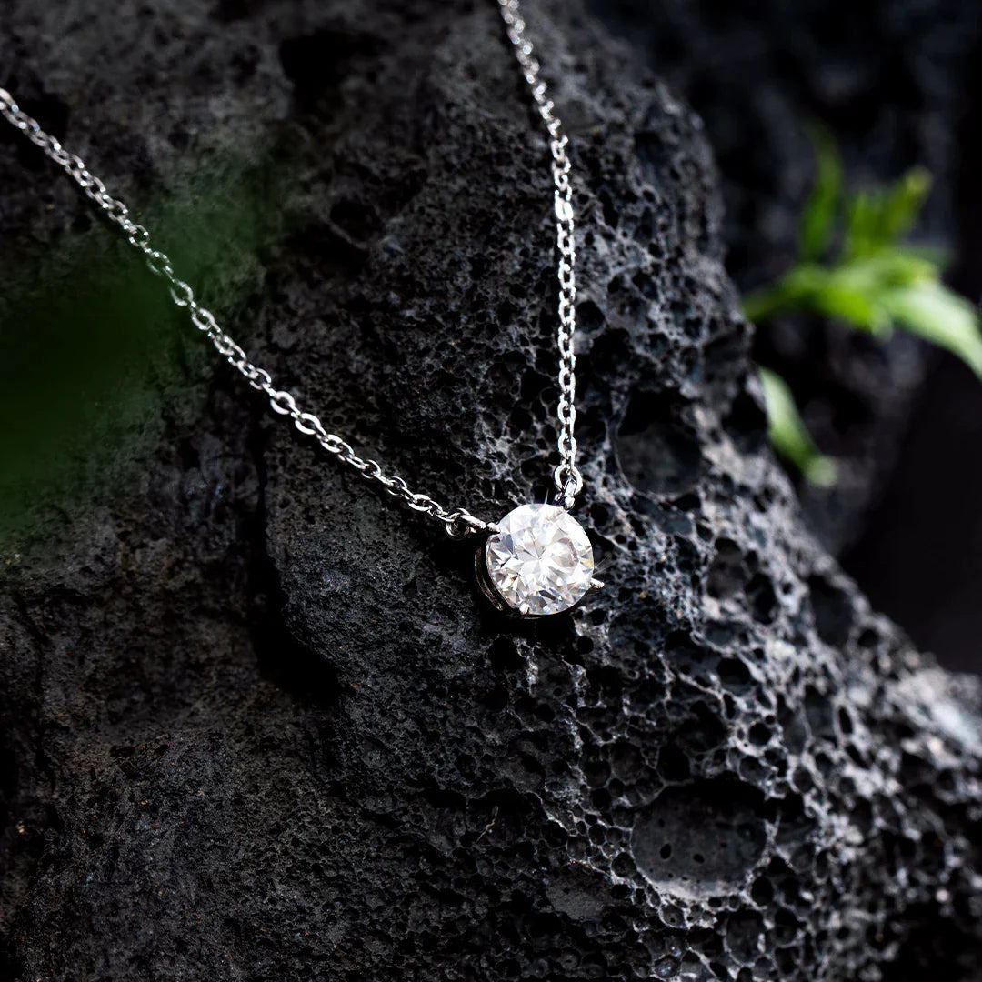 2ct Moissanite Solitaire Adjustable Necklace