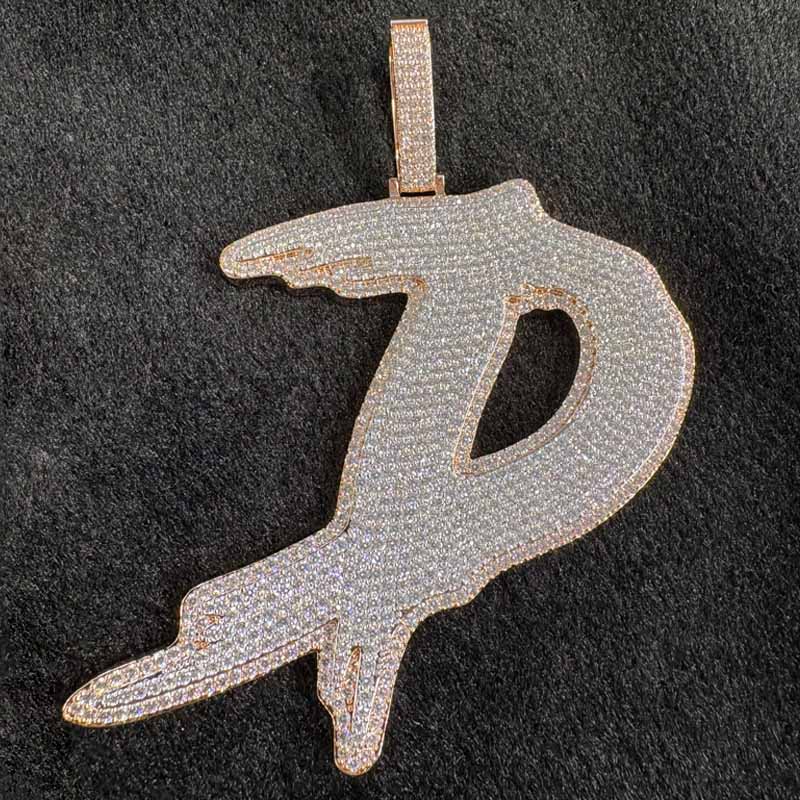 Moissanite Artistic Font Letter D Pendant