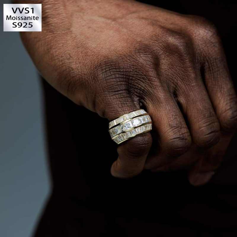 Moissanite Baguette Layered Ring 18k Gold