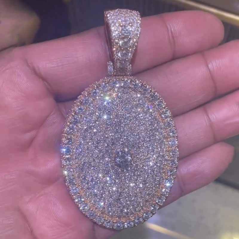 Custom Oval a Half Carat Center Stone Moissanite Setting Pendant