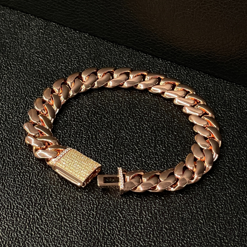 12mm Moissanite Miami Cuban 14K Bracelet