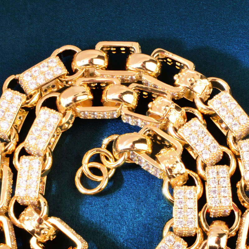 14mm Moissanite Diamond Hollow Cross Chain