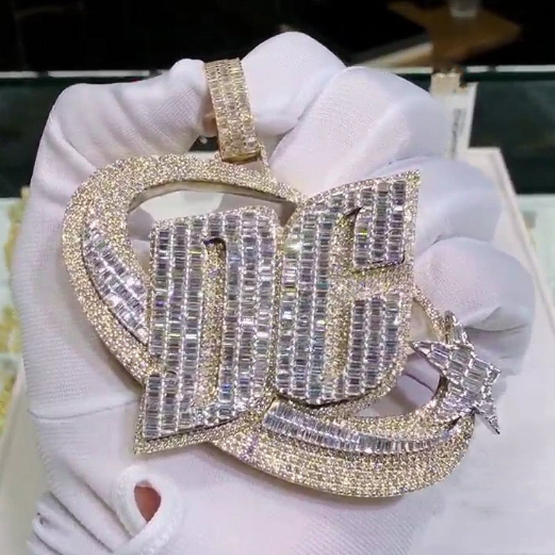 Moissanite Planet Circled DC Letter Pendant