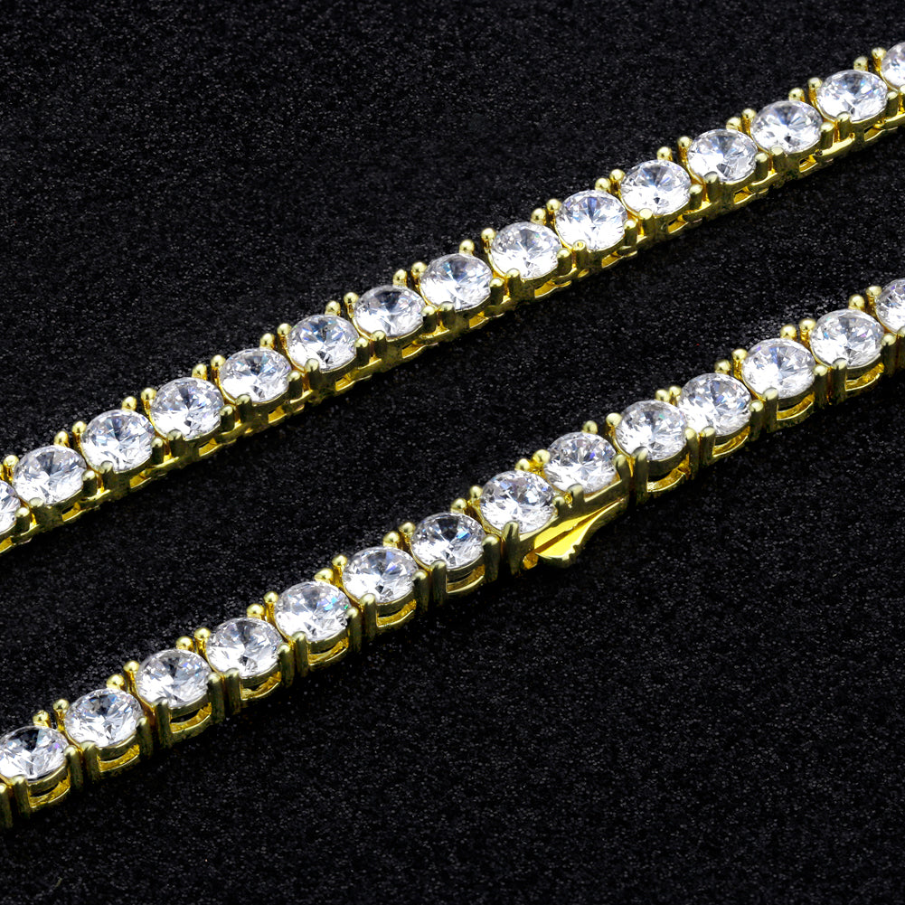 5mm Gold  Moissanite Mens Tennis Bracelet