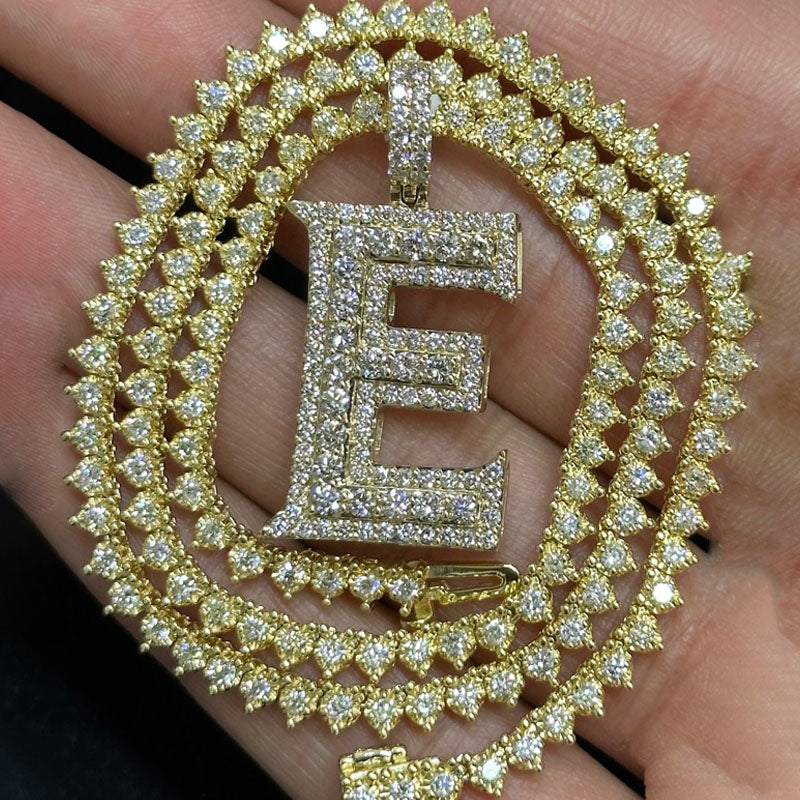 Moissanite Customizable Letters Pendant Love Tennis Chain Set