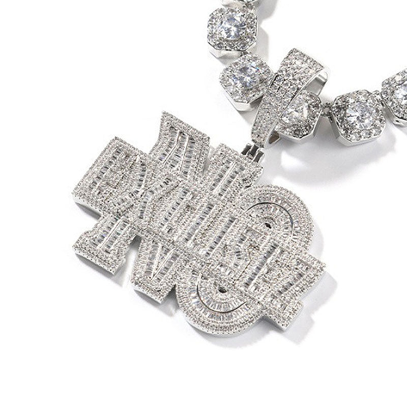 Moissanite "NO EXCUSEZ" Letter Pendant
