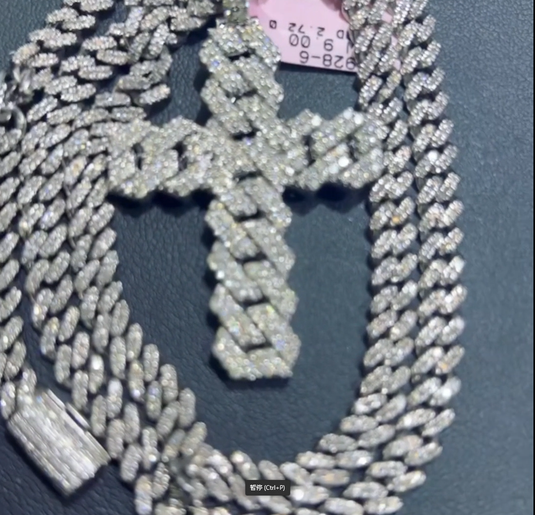 Street Style | Ice Out Cross Cuban Pendant Cuban Chain Set