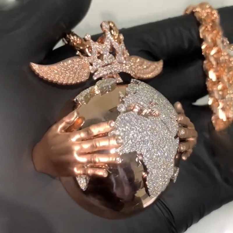 Moissanite Hip Hop Diamond Earth King Pendant