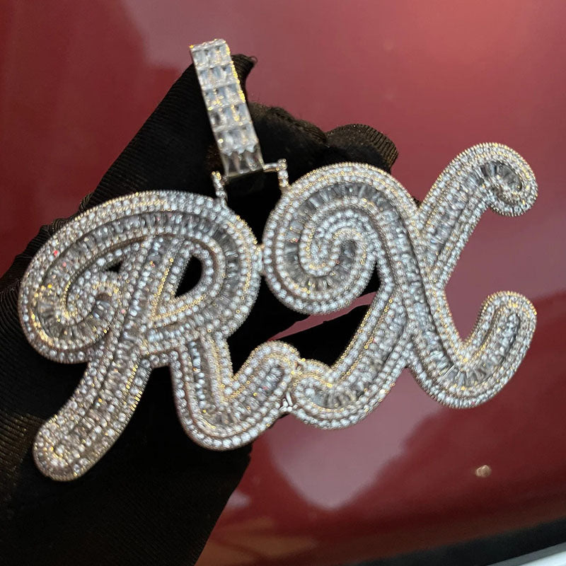 Moissanite Elegant Lettering Custom Pendant