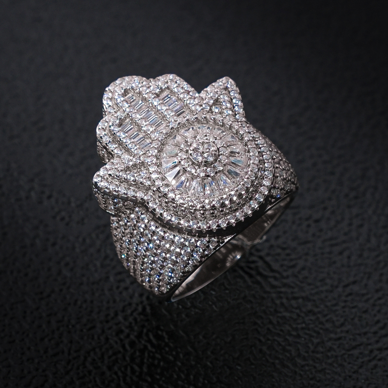 Moissanite Palm Baguette Ring