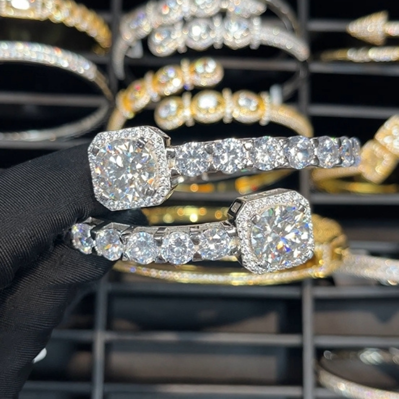 Moissanite Rock Sugar Square Diamond Tennis Bracelet