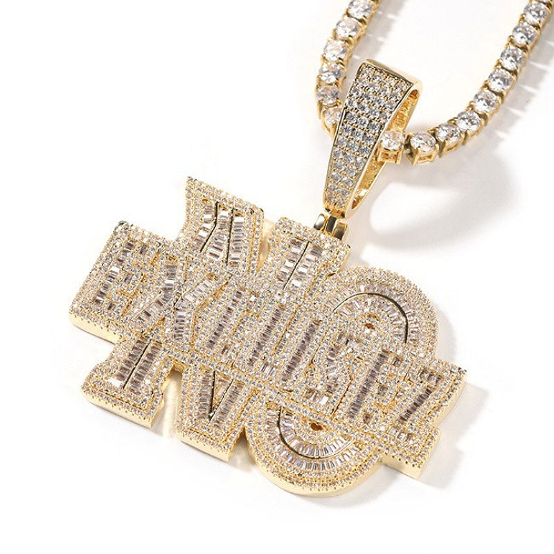 Moissanite "NO EXCUSEZ" Letter Pendant