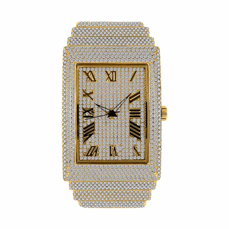 Moissanite Rectangular Full Diamond Watch
