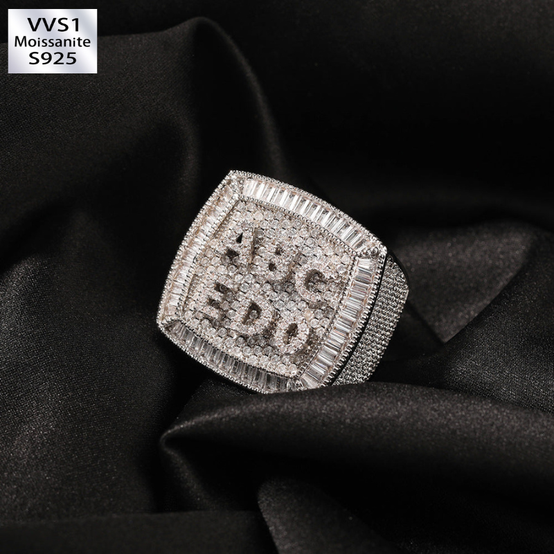 Moissanite Ice Alphabet Custom DIY Rings