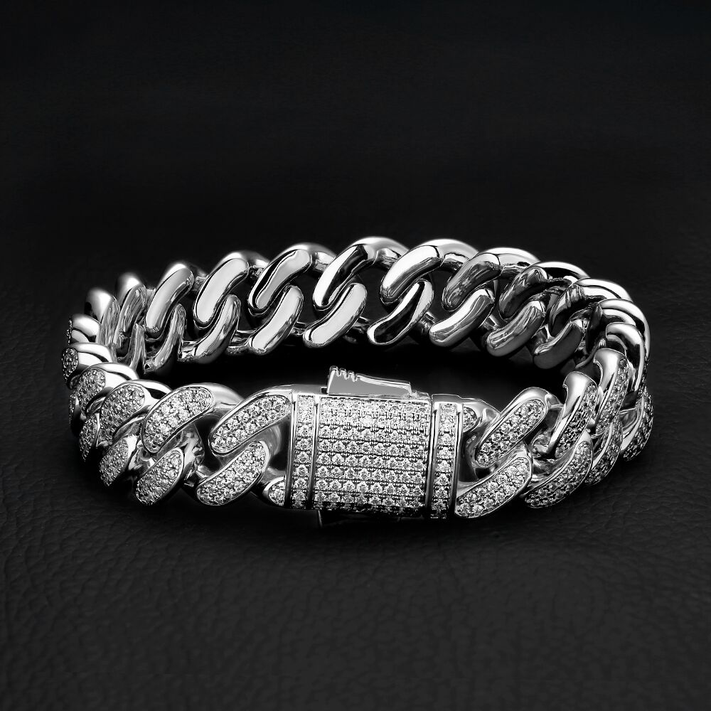 12mm Iced Out Moissanite Cuban Link Bracelet for Men's