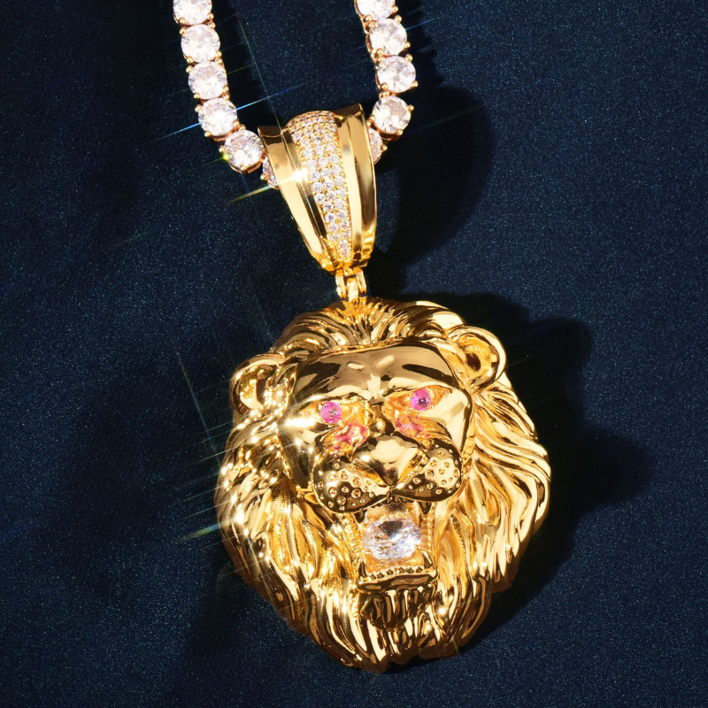 Moissanite Polished Lion Pendant