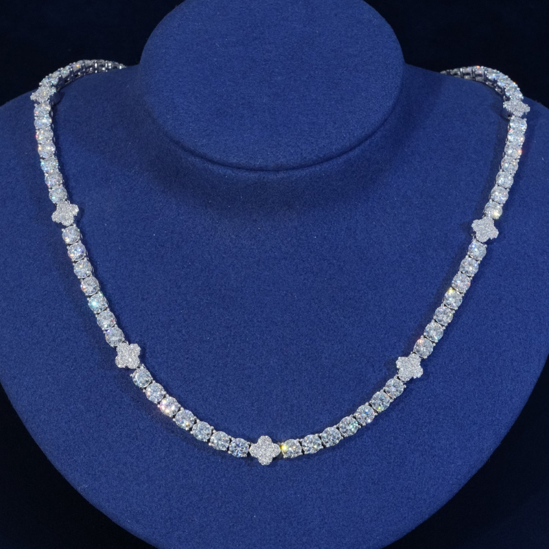 5mm Moissanite Four Leaf Clover Lucky Tennis Chain
