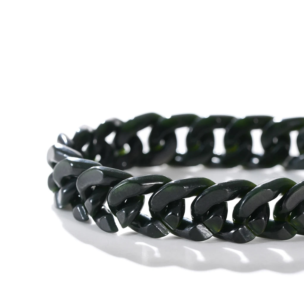 12mm Heirloom Drip Cuban Chain: Authentic Hetian Jade Cuban Chain【A67】