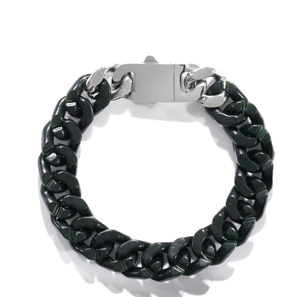 12mm Heirloom Drip Cuban Chain: Authentic Hetian Jade Cuban Chain【A67】