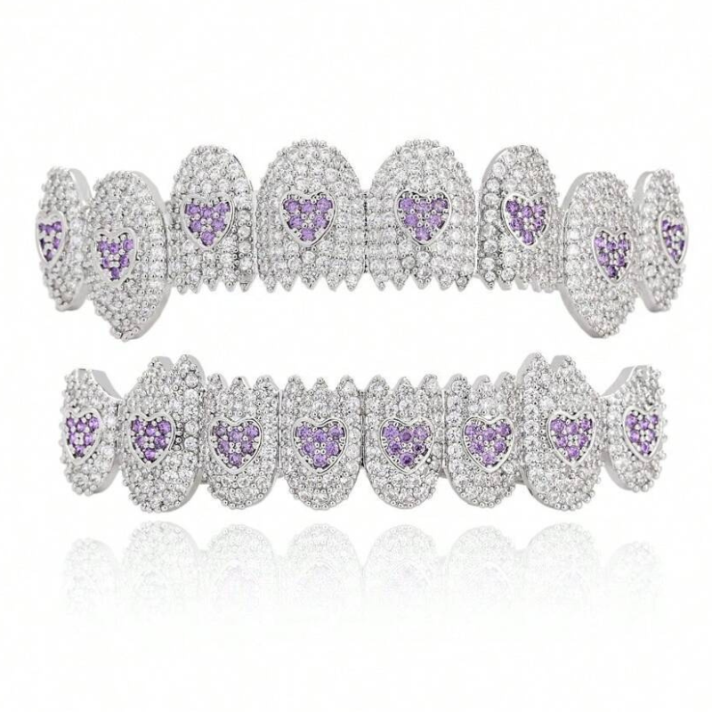 Moissanite Hip Hop Love Eight-tooth Grillz