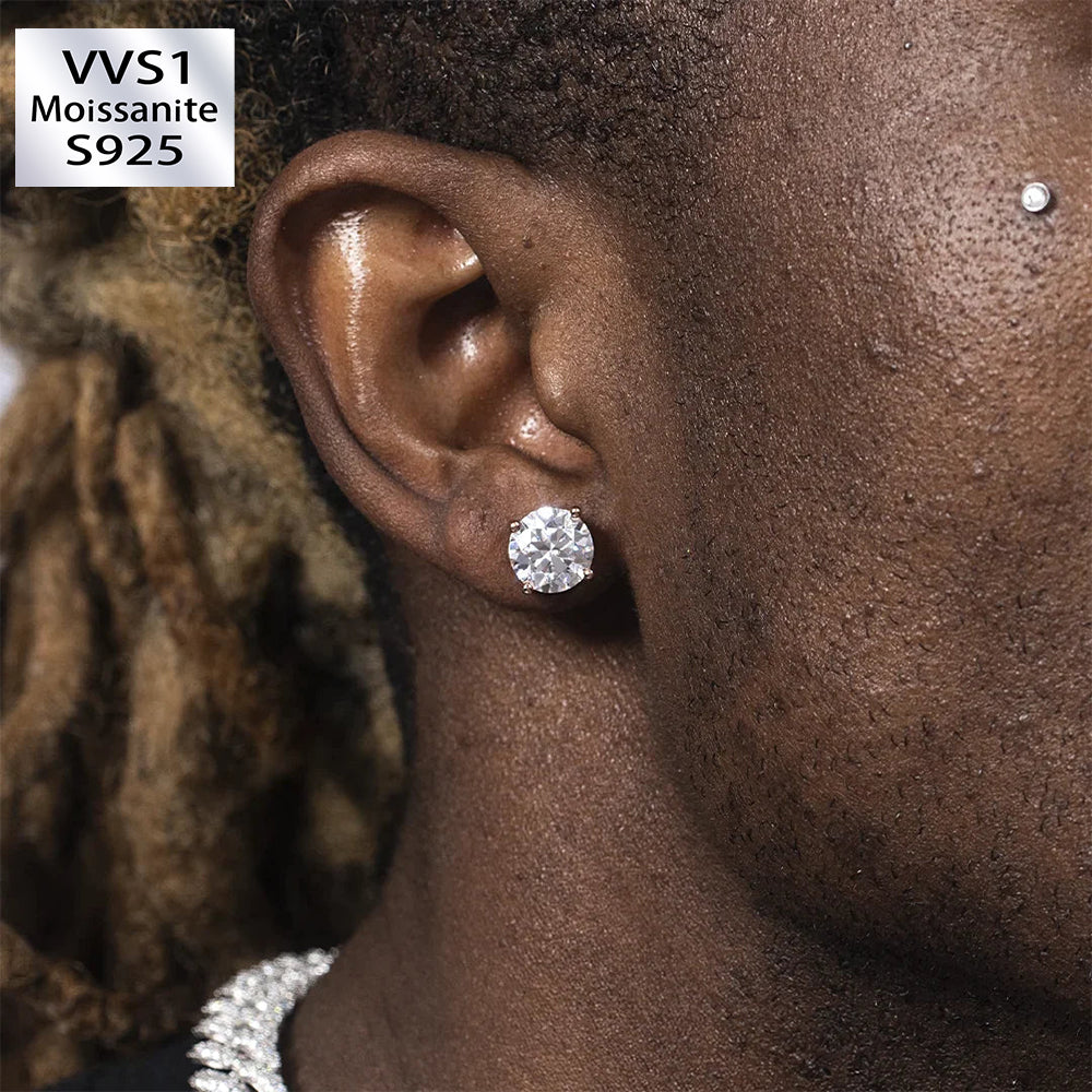 S925 & VVS1 Moissanite Halo Stud Earrings