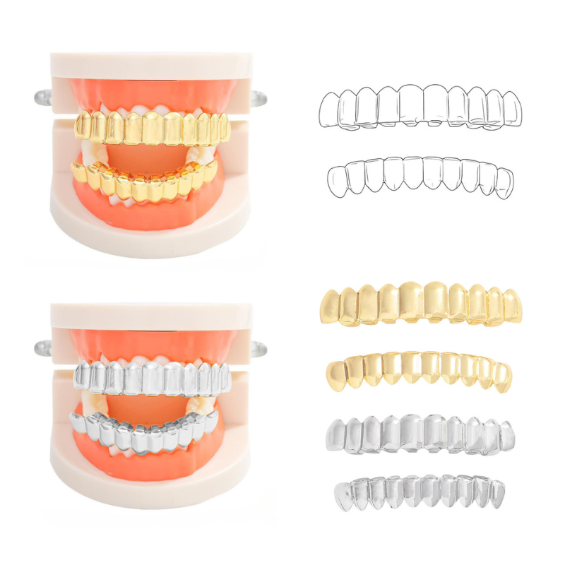 Hip-Hop Rapper 10-tooth 24K Gold Plated Grillz
