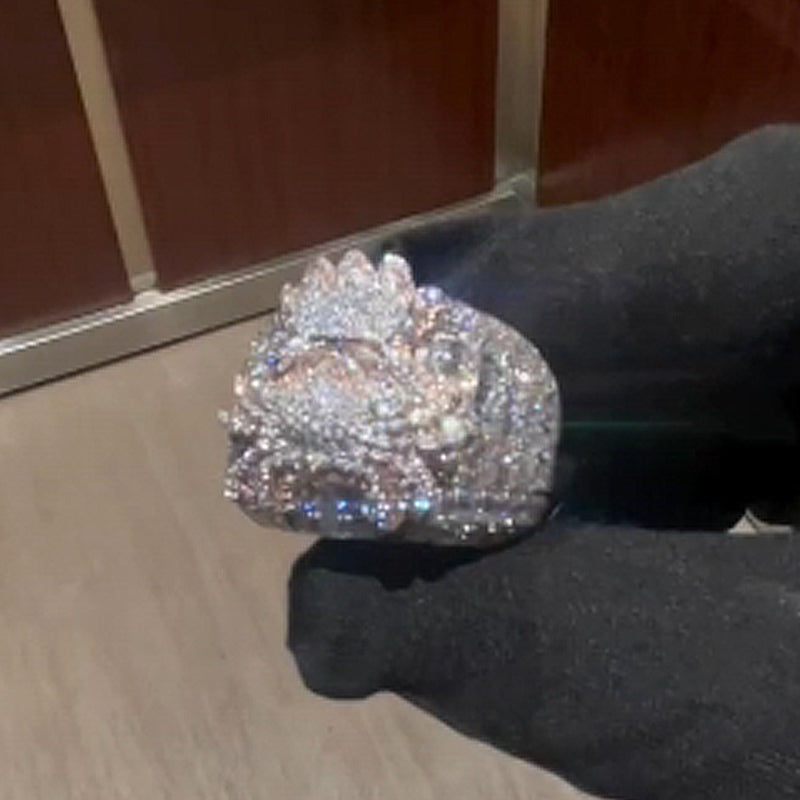 Moissanite Custom Crab Emerald Cut Diamond Ring