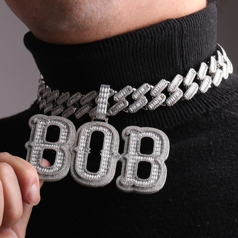 Moissanite Art Design Merman Lettering Custom Pendant