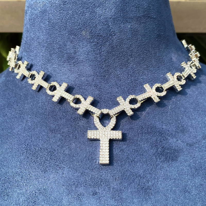 Moissanite Hip Hop Cross Ankh Chain