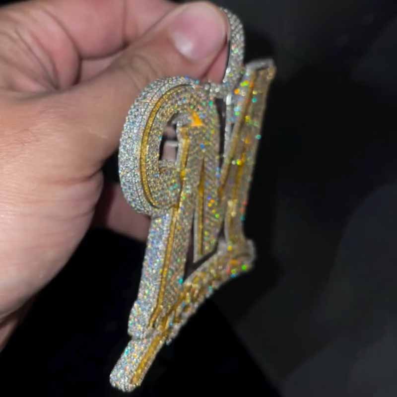 Moissanite Letter Wheat Ear Design Pendant