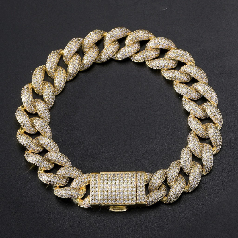 12mm Moissanite Bubble Micro inlay Cuban Bracelet