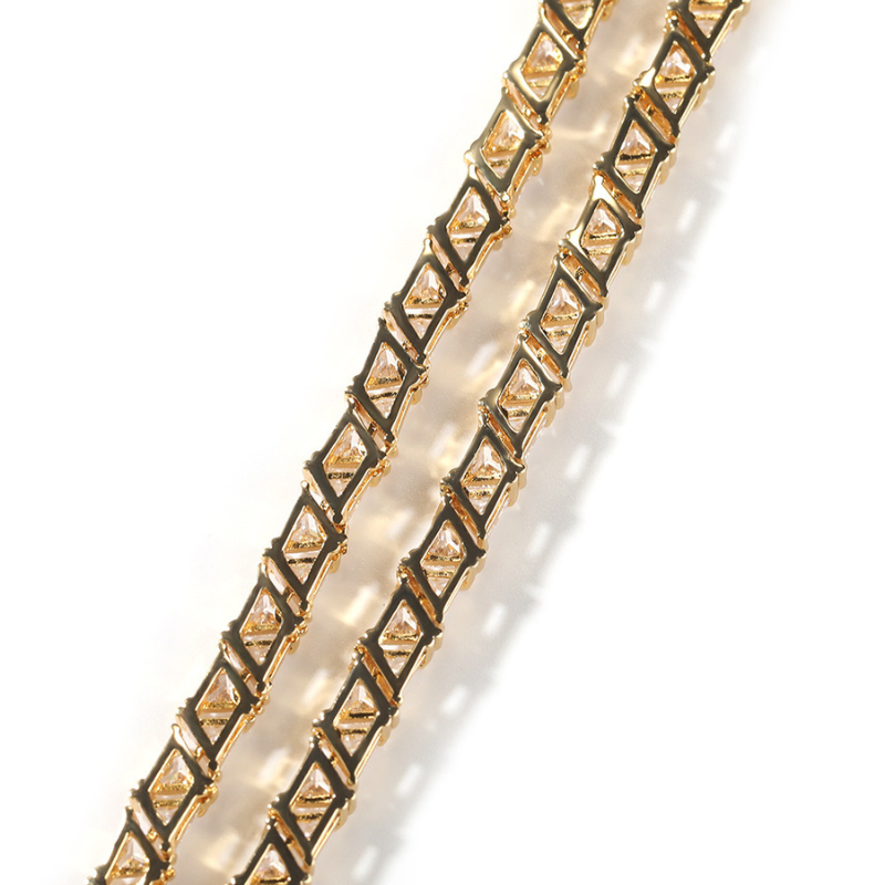 5mm Moissanite Hip Hop Classic Triangle Diamond Tennis Chain