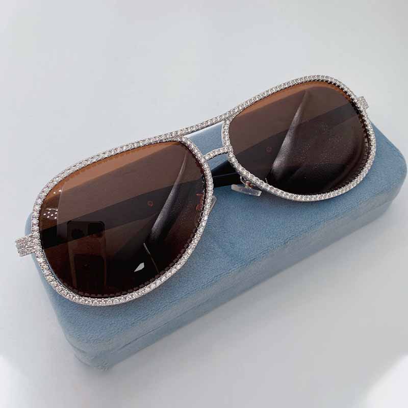 Moissanite Hip-Hop Brown Sunglasses