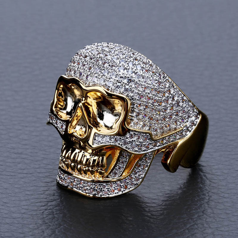 Moissanite Personality Hip Hop Punk Skull Bully Ring