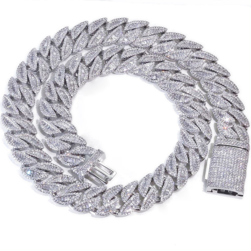 20mm Moissanite Mixed Inlay T Square Cuban Chain